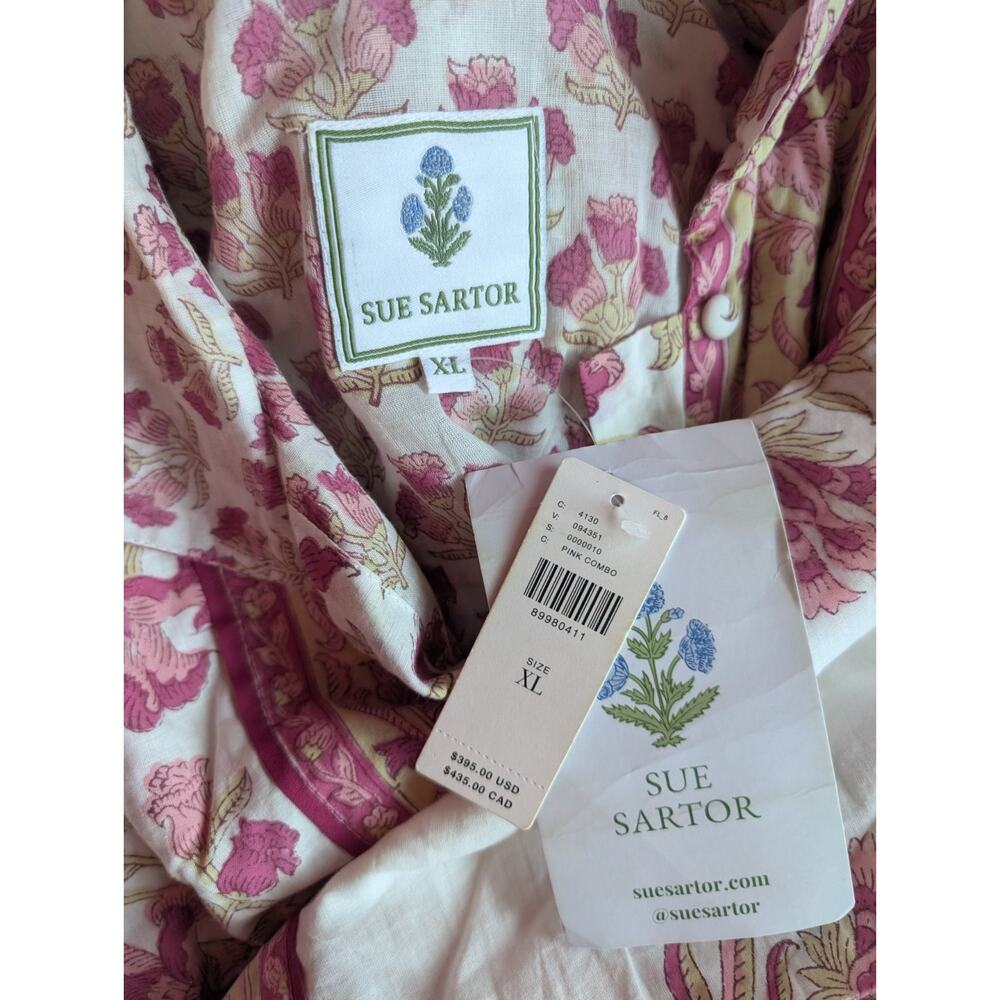 NWD Sue Sartor Long-Sleeve Flounce Mini Dress Size XL Pink Combo #MB438 - Picture 8 of 10